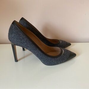 HUGO BOSS HEELS PUMPS ladies grey felt and patent leather (offers welcome 🎊🎉
